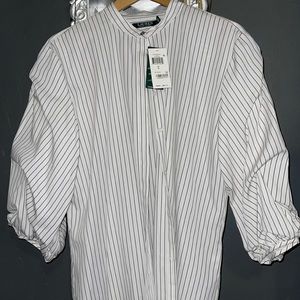 NWT Ralph Lauren pinstriped blouse sz LARGE